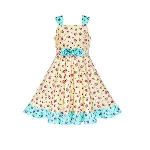 2/$15 Sunny Fashion Girls Dress Flower Floral Bow Tie Summer Tank Sundress sz 6
